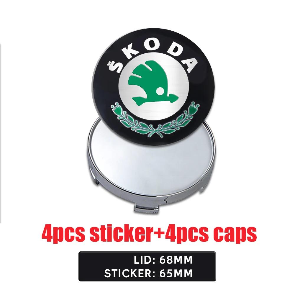 Car Sticker 2025 Hot 4Pcs 56/60/65/68MM Wheel Center Hub Caps Sticker Tire Rim Cover For Skoda Octavia A5 3 2 VRS Vision Kodiaq