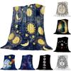 Sun Moon Blanket Throw, Planet Throws, Universe and Sky Navy Coverlet Blankets Hypoallergenic Lightweight All-Season Cozy Cover