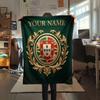 Custom Name,Portugal Printed Flannel Blanket, soft throw for bedroom sofa, washable, Christmas present, great gift.