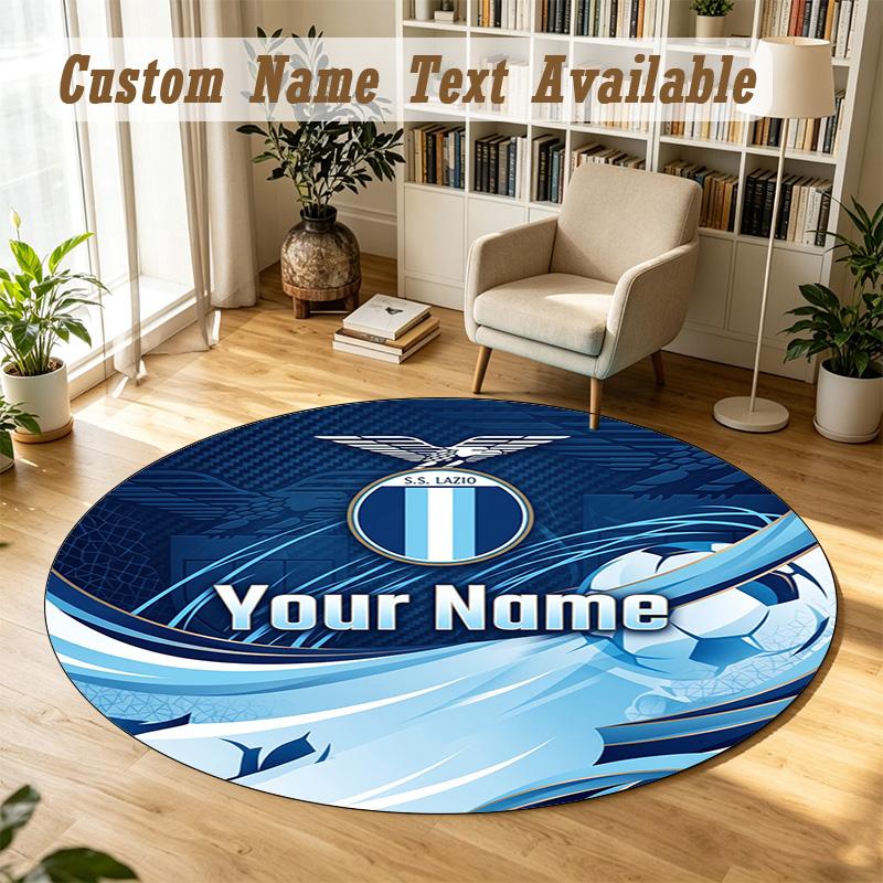 Round Rug Custom NameLazio FC Pattern Non Slip Carpet Home Floor Decor