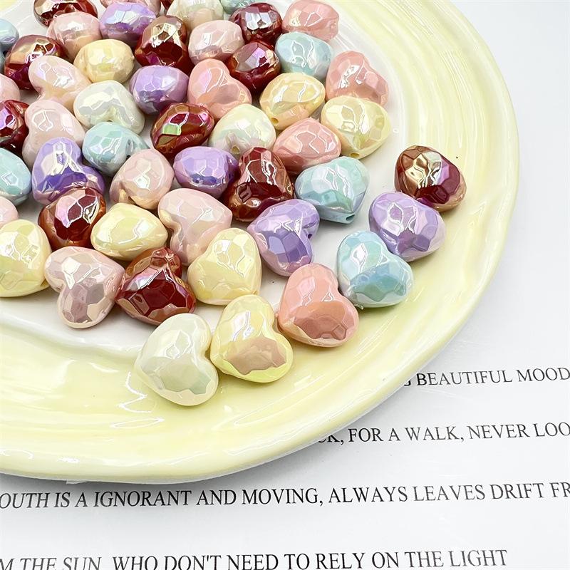 Креативные украшения, аксессуары, мобильный телефон, цепочка, материал, любовь, прямое отверстие, свободные бусины, граненая поверхность, звездное небо, светящиеся макароны, 5 шт., УФ-покрытие, сделай сам