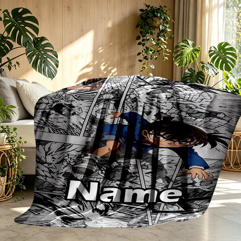 Custom Name Personalized Detective Conan Print Blanket, Home Decor, Bedroom, Sofa, Camping, Couch, Gifts for Birthday ChristmasEnthusiasts