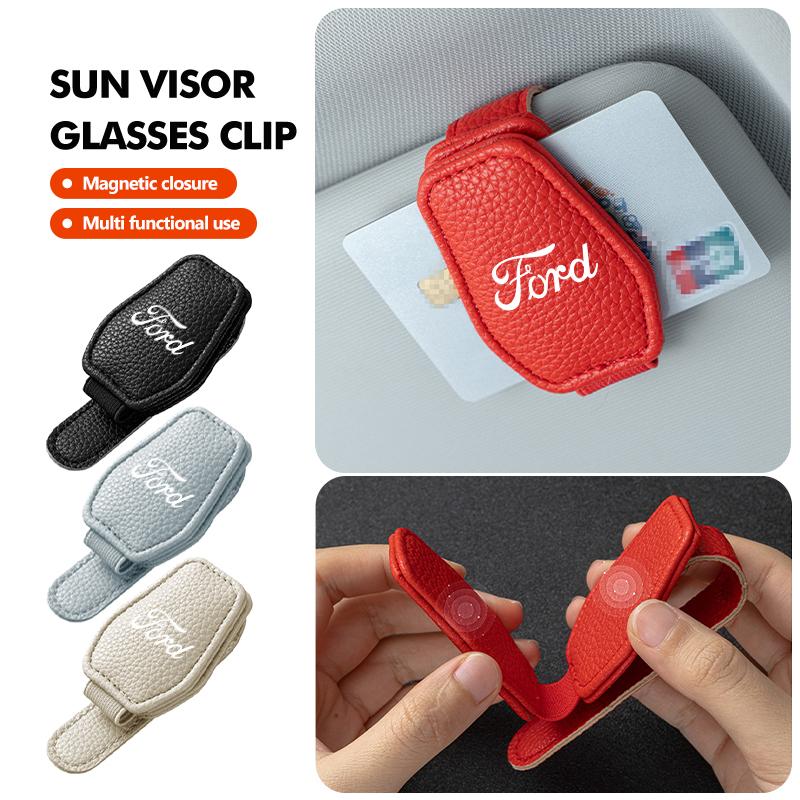 PPWE7 Car Sun Visor Glasses Holder Sunglasses Card Eyeglass Clip For Ford Focus mk2 mk3 mk4 Fiesta Ranger Mondeo S-MAX Kuga