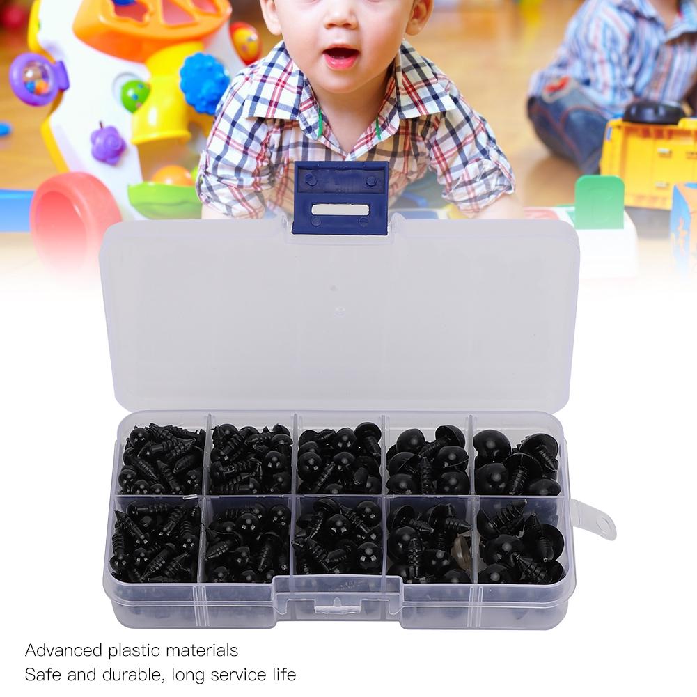 240pcs Safety Black Doll Eyes Plastic Screw Type for Teddy Bear Doll Animal Hand Craft Felted Toy