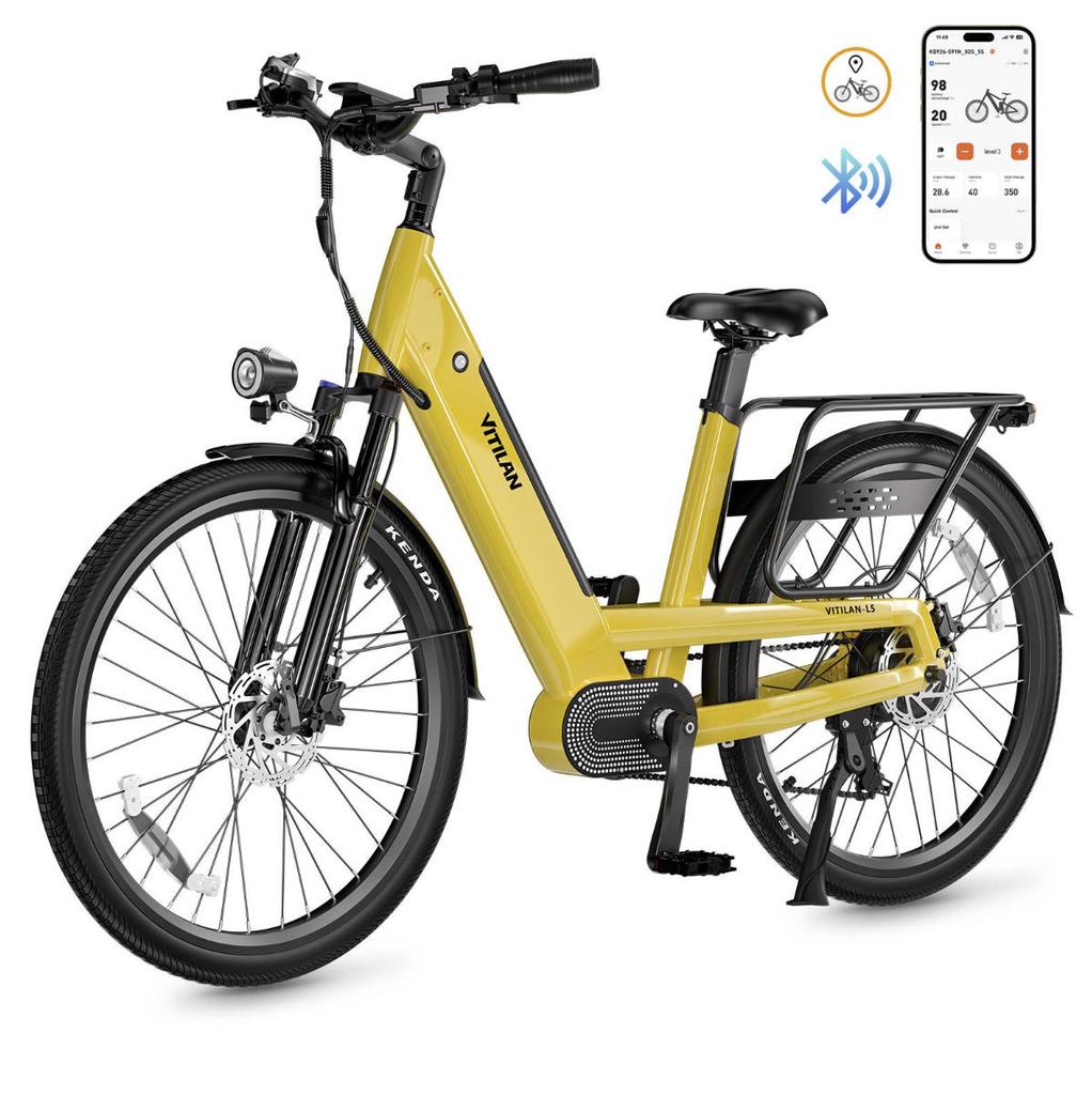 Electric bicycle VITILAN L5, 500W motor, 48V 15Ah battery, top speed 40 km/h, cruising range 100km, 26x 2.4-inch tires
