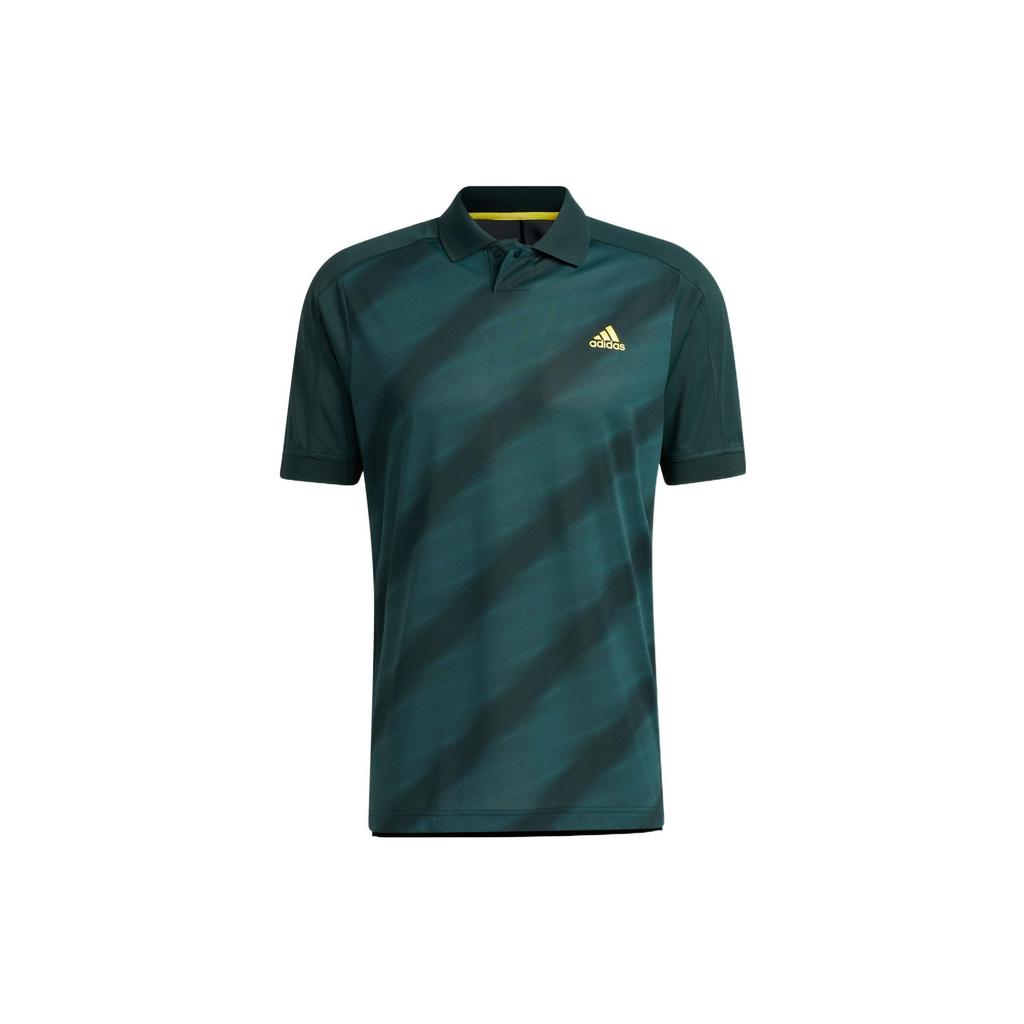 adidas Мужские рубашки-поло Темно-зеленые Стойка умеренная Другие HF9040
