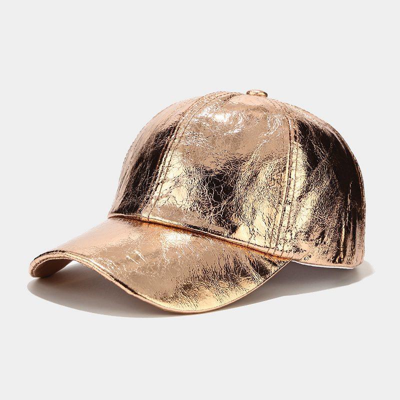 European and American Ins Pleated PU Baseball Cap Men's and Women's Street Trend Colorful Laser Cap Stage Hip Hop Hip Hop Cap