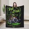 Индивидуальное одеяло с рисунком из аниме и мультфильма Rat Fink, теплое, мягкое, для кемпинга, плюшевое покрывало, с узором, для дивана, кресла, фланелевая простыня, чехол для диван-кровати