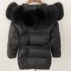 OFTBUY 2024 Белый утиный пух пальто толстый теплый 90% зимняя куртка женская натуральный мех енота лисы воротник с капюшоном женский повседневный