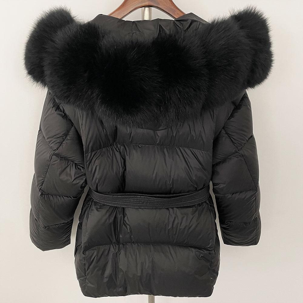 OFTBUY 2024 Белый утиный пух пальто толстый теплый 90% зимняя куртка женская натуральный мех енота лисы воротник с капюшоном женский повседневный