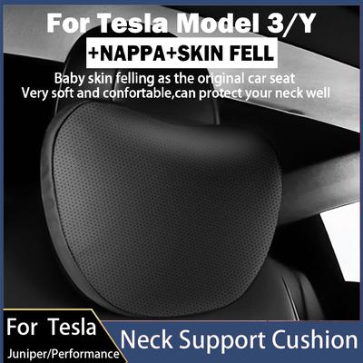 Для Tesla Model 3/Y Салонное сиденье с флокированием/кожей Подушка под шею Мягкая подушка под шею из пены с памятью Высококачественный подголовник Поясничная поддержка