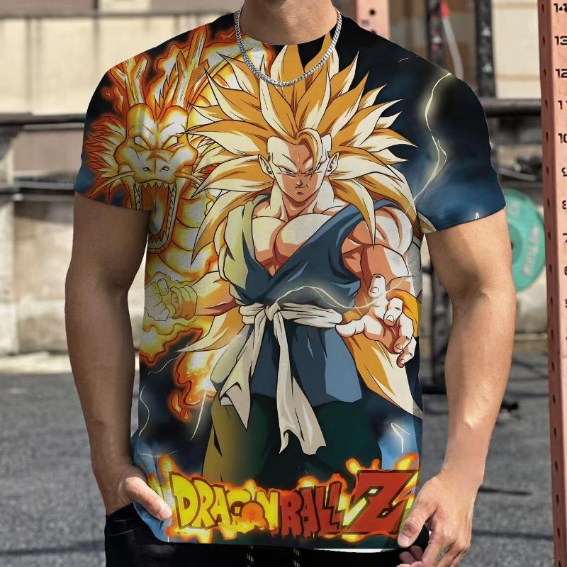 2026 Летняя Ретро Футболка Dragon Ball для Фитнеса Мужская Оверсайз 3D Печать Короткий Рукав Семейная Унисекс Детская Спортивная Футболка