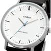 Мужские кварцевые часы Casio MTP-VT04L-7E Белый Черный Кожаный ремешок Международная модель