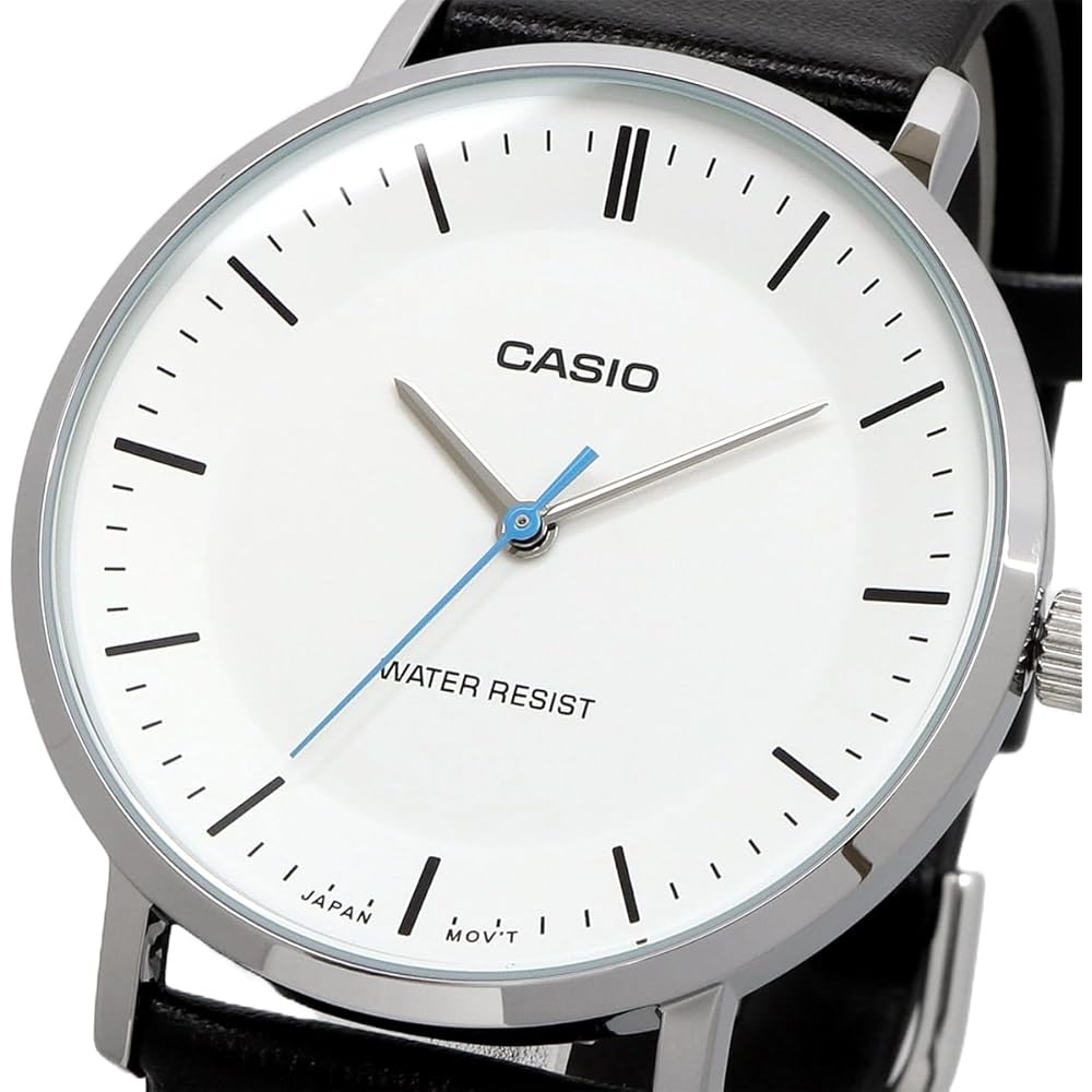 Мужские кварцевые часы Casio MTP-VT04L-7E Белый Черный Кожаный ремешок Международная модель