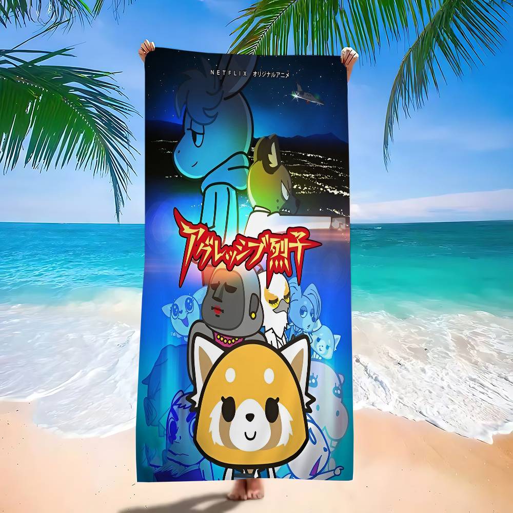 Аниме Aggretsuko Пляжное полотенце Рок Цветные банные полотенца Для девочки Микрофибра Быстросохнущее Не прилипает песок Пляж Йога Спа Тренажерный зал Бассейн