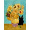 Vintage Funny Black Cat Wall Art Van Gogh Starry Night Claude Monet s Poster Canvas Painting Aesthetic Room Home Decor