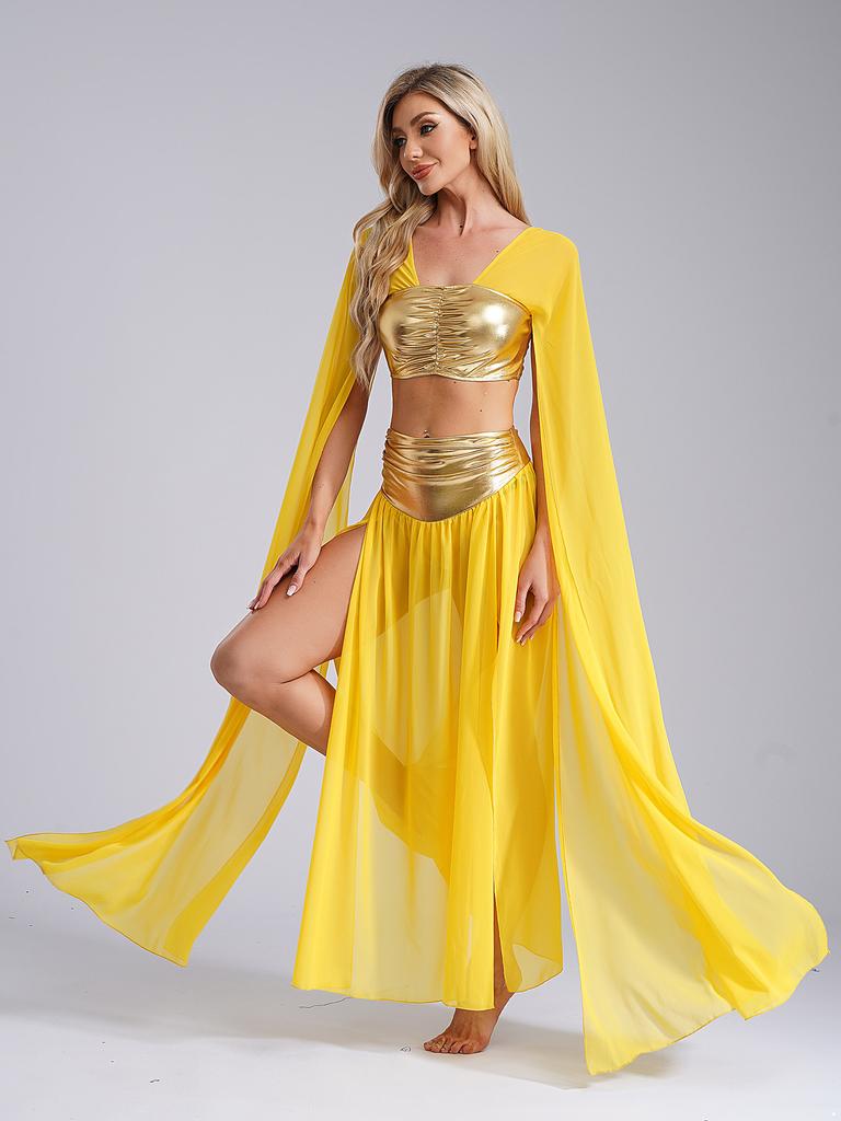 Женский египетский костюм из двух частей, костюм королевы принцессы на Хэллоуин, карнавальные костюмы, шифоновые наряды для танцевальных представлений