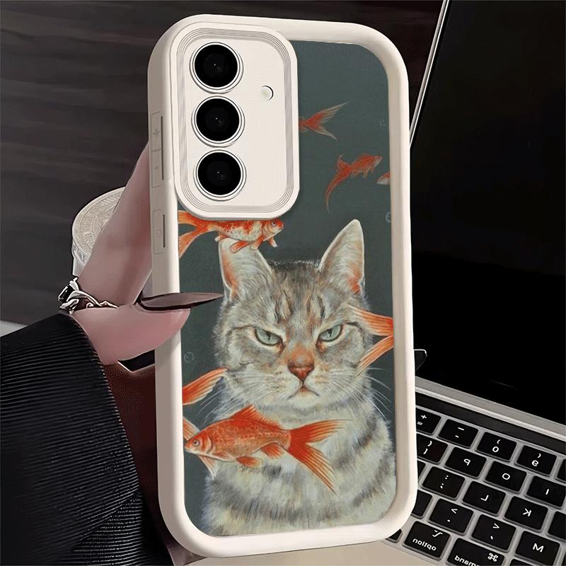Чехол для телефона для Samsung Galaxy A17 A16 A15 A14 A13 Смешные кошки Модный стиль A56 A36 A26 A55 A35 A25 A54 A34 A24 A53 A33 A23 A07 A