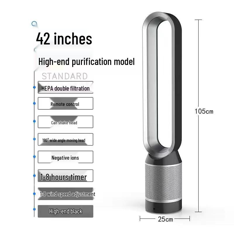 Bladeless Silent Air Circulation Fan for Desktop, Floor, Office, and Home