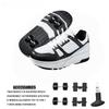 Four Wheel Roller Shoes Boys Girls Walking Shoes Casual Outdoor Sports Slide and Shrink School Students Pulleys Shoes Sneakers