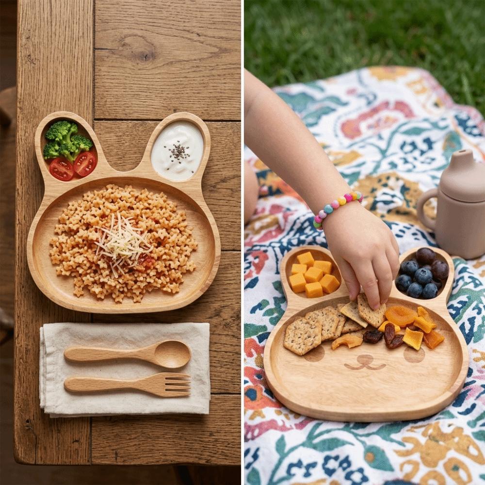 Wood Wooden Tray Smooth Burr-free Surrounding Anti-spill Edge Serving Plate Lovely Cartoon Thickened Tray Bottom