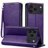 Кожаный чехол-бумажник с откидным слотом для карт для iPhone 17 Pro max 16 15 14 13 12 11 Ударопрочный ремешок Удобный захват Обложка-подставка