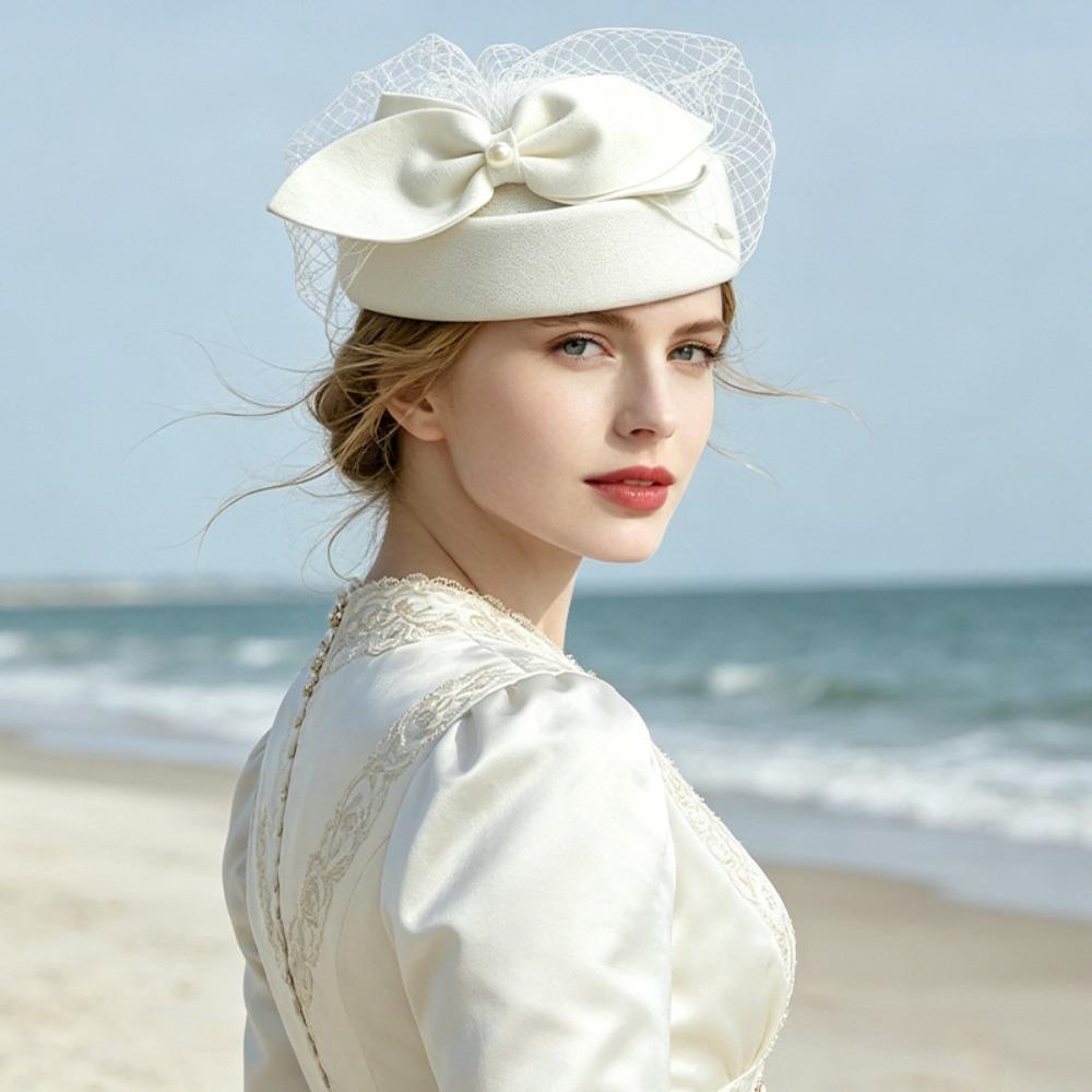 Elegant Bow Fedora Hat French Style Pillbox Hat Uniform Stewardess Hat Medicine Box Hat Lady