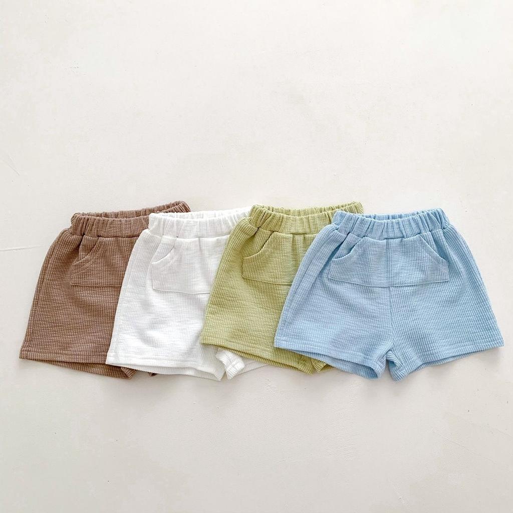 Летний тонкий детский костюм с медведем, мужской, женский, дышащий пуловер с короткими рукавами, комплект из двух предметов в вафельном стиле