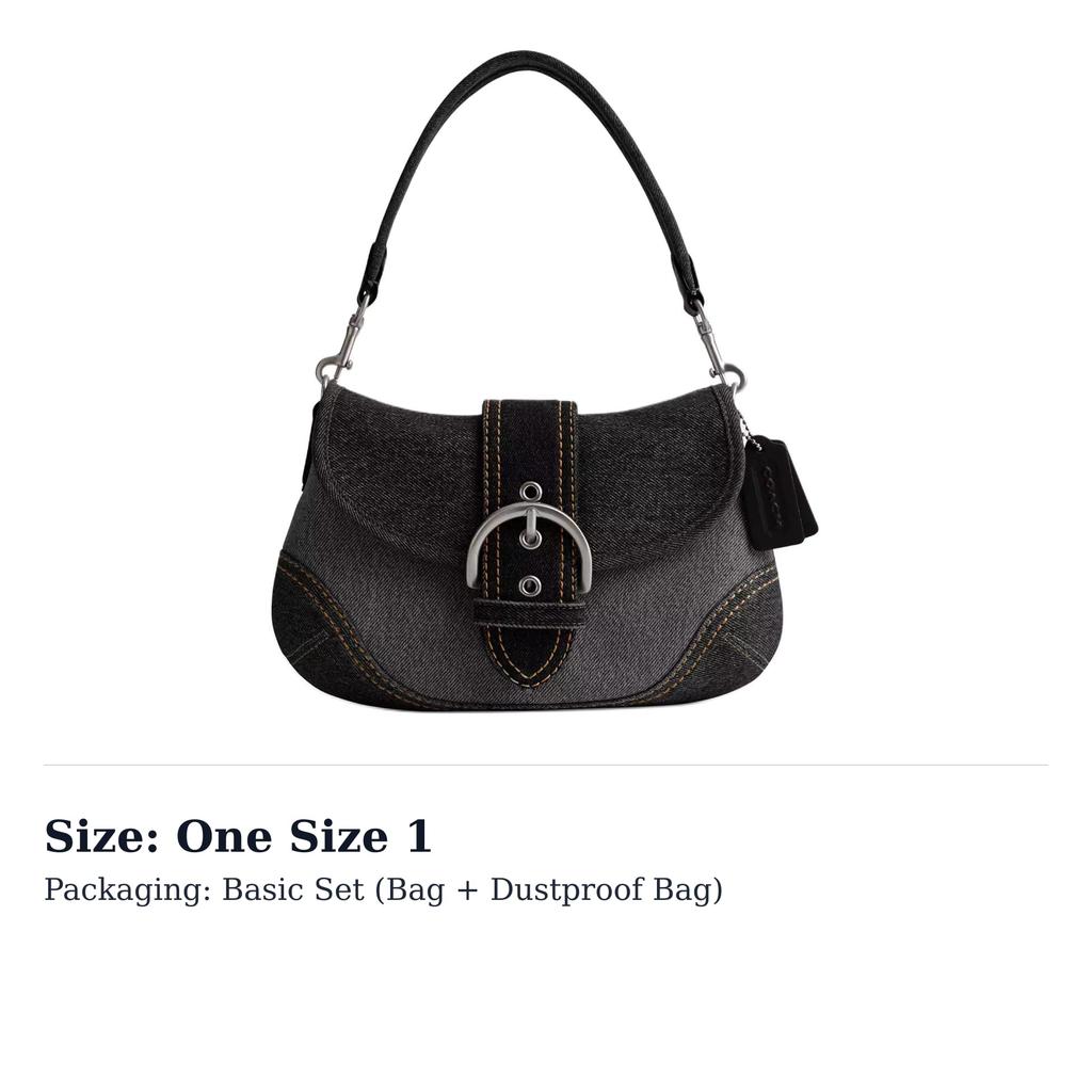 COACH Soho Denim With Recycled Leather Wallet Shoulder Bag Large Women's Black CR737-LHBLC