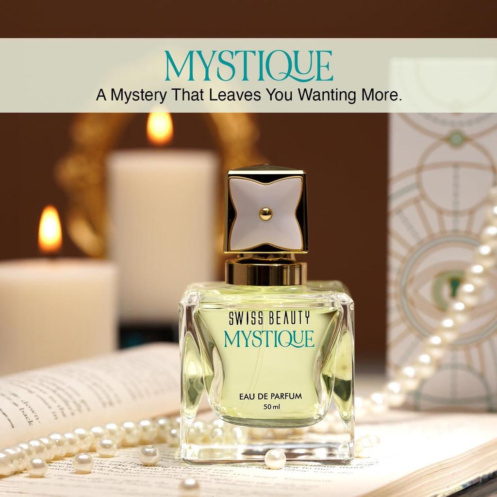 Swiss Beauty Mystique EDP | Стойкий | Для повседневного использования | Верхняя нота: Розовый перец | Средние ноты: Цветы розы и малины | Базовая нота: амбра