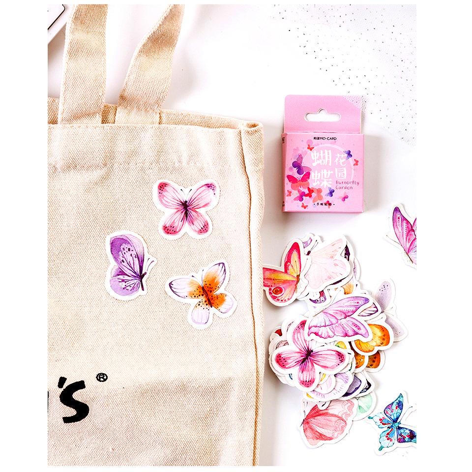 46pcs Butterfly Garden Stickers Set Mini Color Decoration Sticker Adhesive Seal Letter Gift D6422