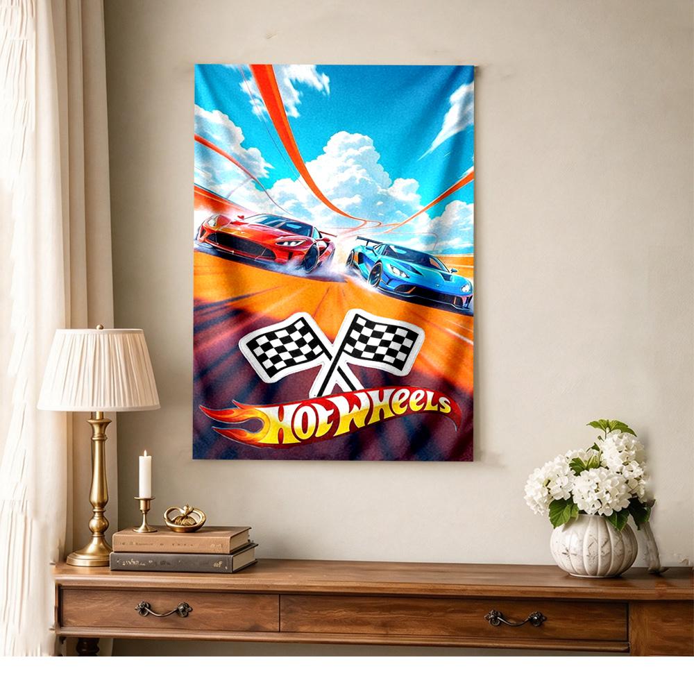 Hot Wheels Boho Wall Tapestry Nordic Minimal Designed for Balcony Living Room Studio Wall All Season Hand Painted Style Gift for New Home