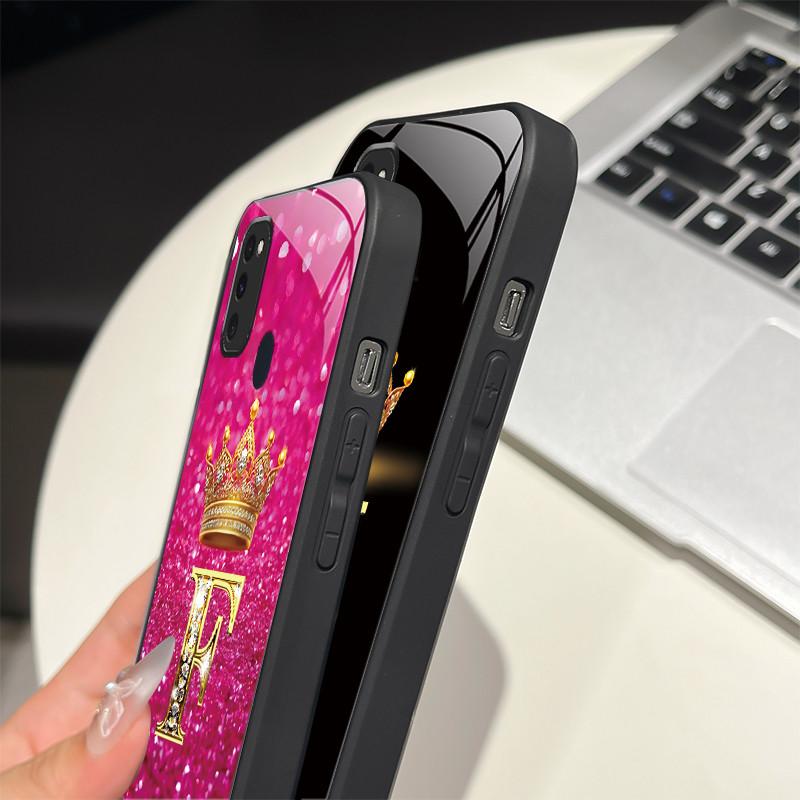 For Samsung M21 M31 M21S M31S Case Fashion Letters Hard Tempered Glass Back Covers For Samsung Galaxy M30s M 31 M 21 Phone Shell