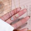 Square Diamond Zircon Necklace Women's Ins Cold Wind Pendant Light Luxury Temperament Diamond-encrusted Stainless Steel Collarbone Chain Accessories