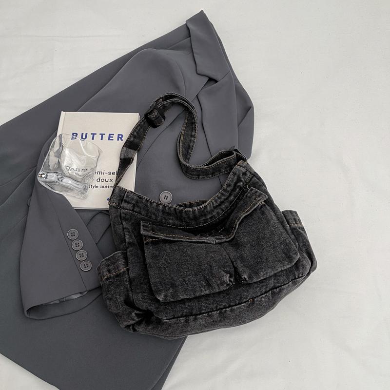 Женская сумка-тоут большой вместимости для поездок на работу из денима, сумка через плечо