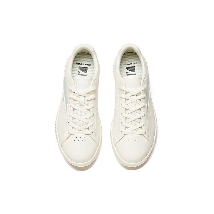 Anta Lifestyle Series Synthetic Leather Casual Non-Slip Lightweight Durable Low-Top Skate Shoes Women Sneaker White Blue 122128062-4