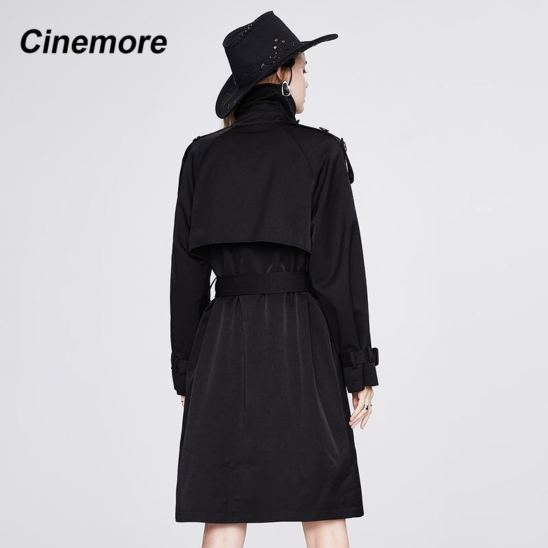 Cinemore Новинка 2022, женская ветровка, повседневное модное двубортное пальто с отложным воротником и длинными рукавами, элегантное женское пальто 92322