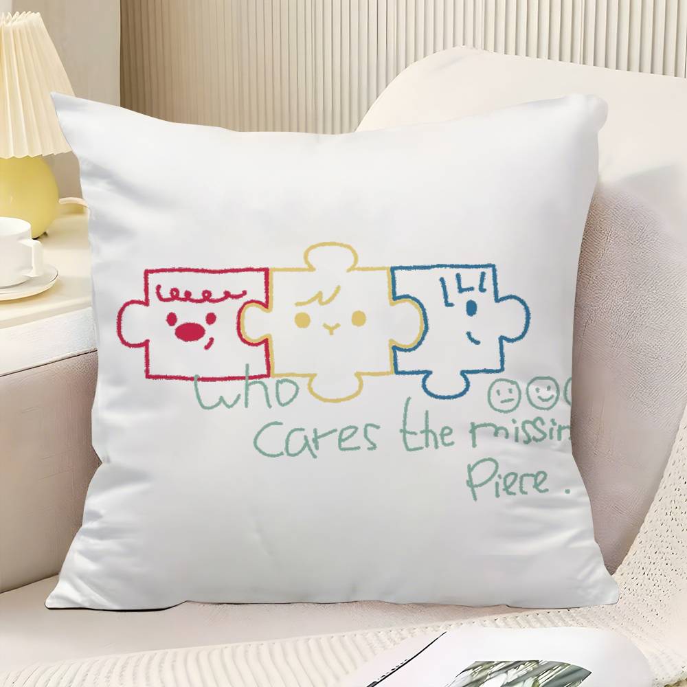 Cute Jigsaw Puzzle Throw Pillow Cover Neutral Decor Cushion Cover Soft Sofa Couch Bed Home Decor Pillow Case