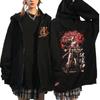 Anime Black Clover Yami Sukehiro Graphic Printed Hooded Men Women Zipper Hoodies Casual Loose Sweatshirt Harajuku Zip Up Jacket