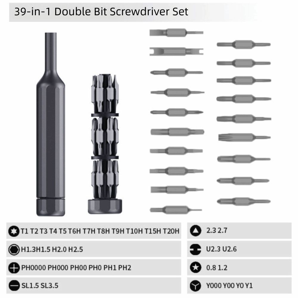 39 In 1 Screw Driver Bits Kit Multi Bit Small Screwdriver for Eyeglass Watch Computer