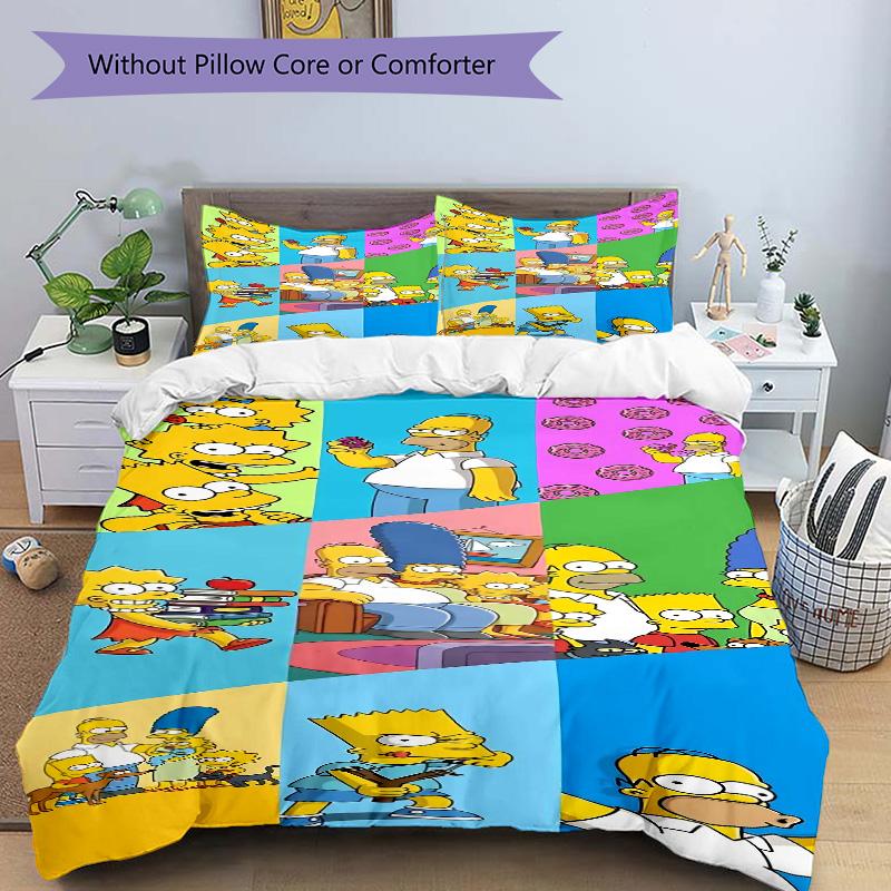 Simpsons Family Print 3Pcs Bedding Setduvet Cover With 2 Bedropillowcase Home Birthday Gift
