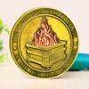 Контейнер для монет Challenge Dumpster Pattern Flame Retro Silver Color Challenge Medal Unique Office Desk