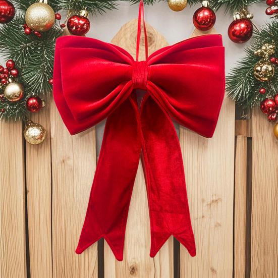 Bow Pendant Red Velvet Christmas Decoration Hanging Ornament Holiday Parties Home Office Festive Gift Party Accessory