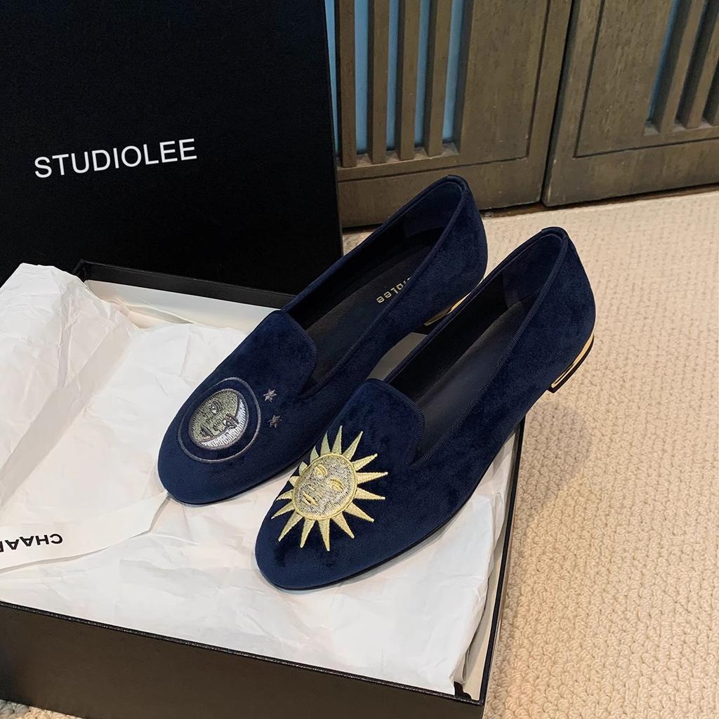 Версия из овчины~ Изысканная вышивка, бархатные лоферы-дуду на плоской подошве с мягкой подошвой