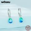 Женские висячие серьги-капли из стерлингового серебра 925 пробы с радужными кристаллами и каплями воды, Pendientes для женщин