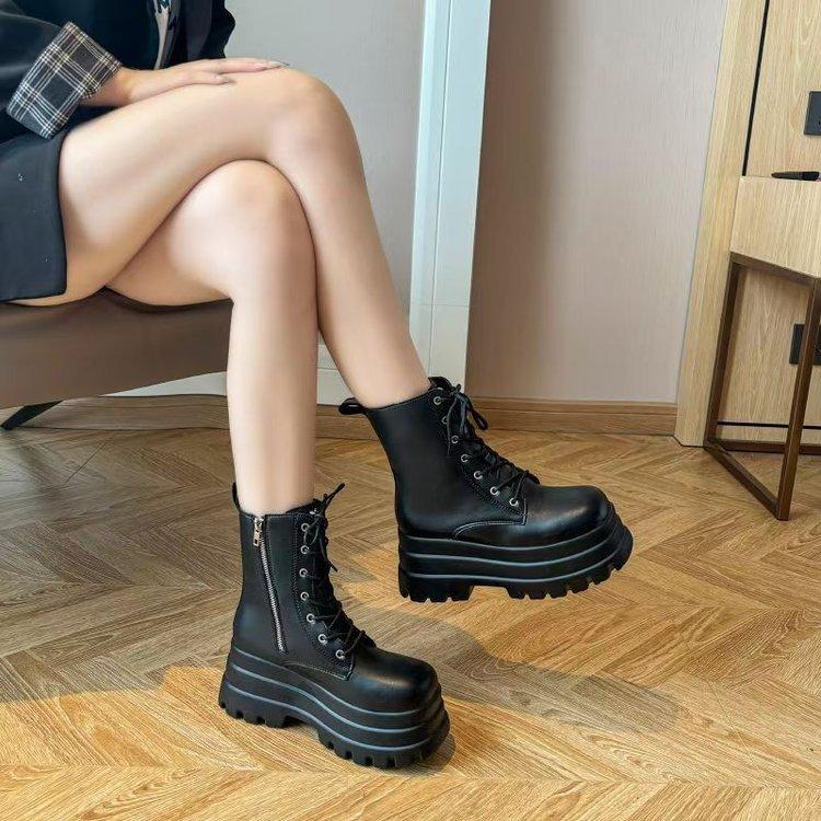 Увеличение роста показывает длину ноги тонкие туфли на платформе 9 см британские хлопковые ботинки женские осенне-зимние новые короткие ботинки на платформе короткие ботинки Martin