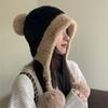 Ветронепроницаемые Холодостойкие Шапки-бонеты Однотонные с Защитой ушей Милая Плюшевая Шапка для Осени Зимы