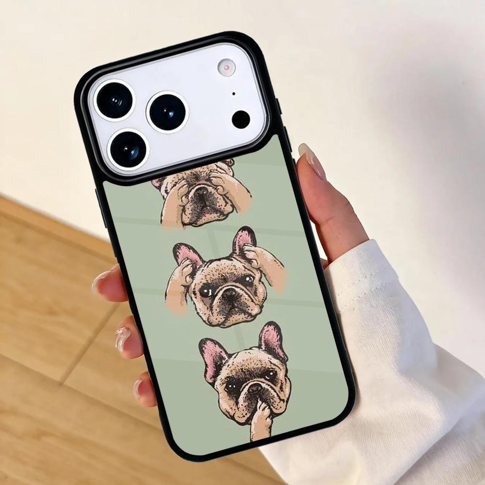 Чехол для телефона с мопсом и французским бульдогом для Apple iPhone 17 air 16 Pro Max 15 Pro Max 14 13 12 11 Mini Задняя крышка