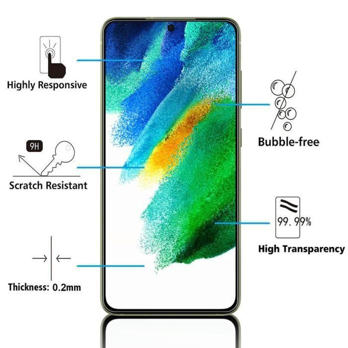 Film de protection - VCOMP - Samsung Galaxy S21 FE 5G - Verre Trempé - Pack de 2 - Résistant aux rayures