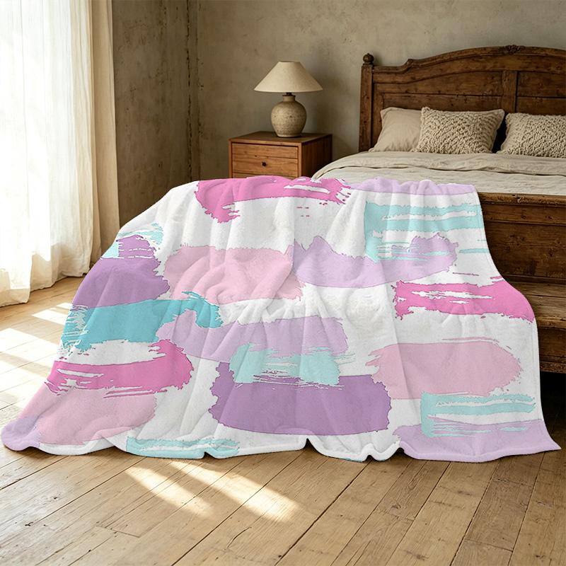 Soft Solid Color Flannel Throw Blanket Cozy Warm Home Blanket for Halloween & Christmas, Comfortable Light Fabric for Daily Casual Home Use